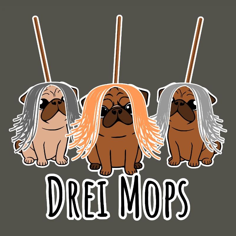 Zwei Mops - Hunde oder Putzgeräte? Hunde Humor?