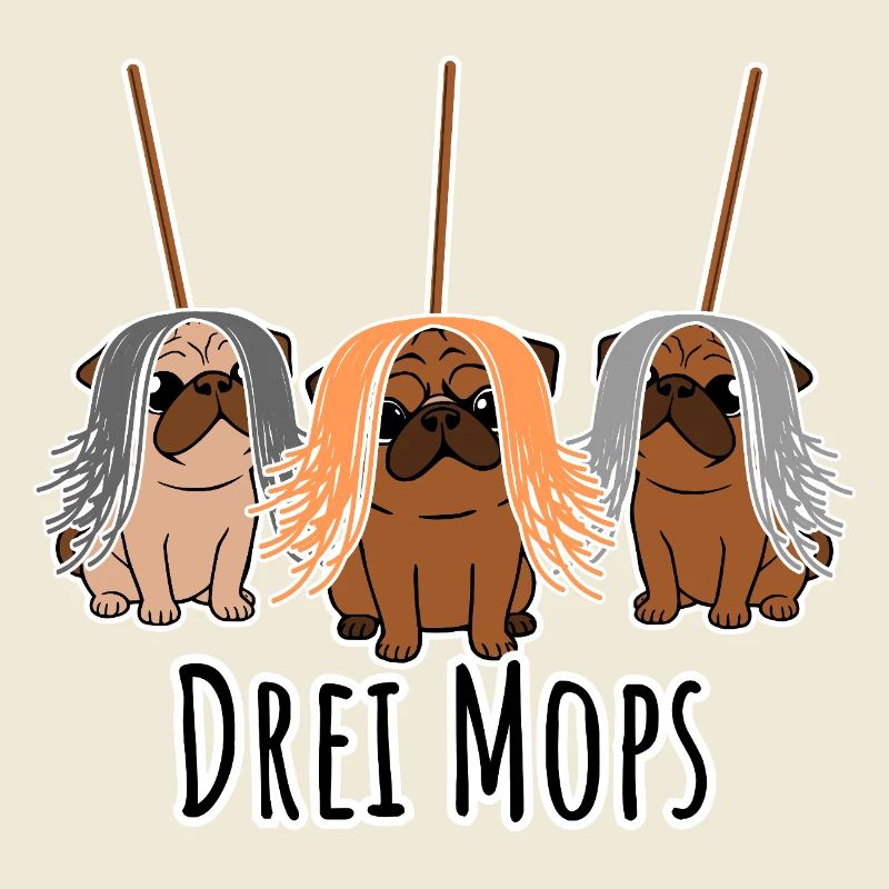 Zwei Mops - Hunde oder Putzgeräte? Hunde Humor?