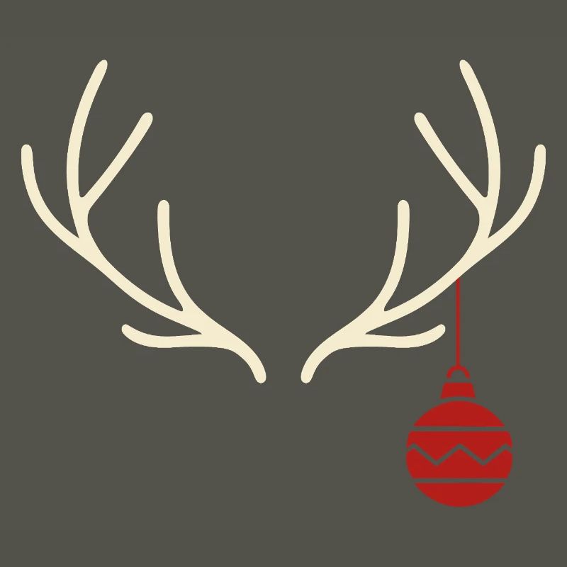 Geweih mit roter Weihnachtskugel – Yule Stil