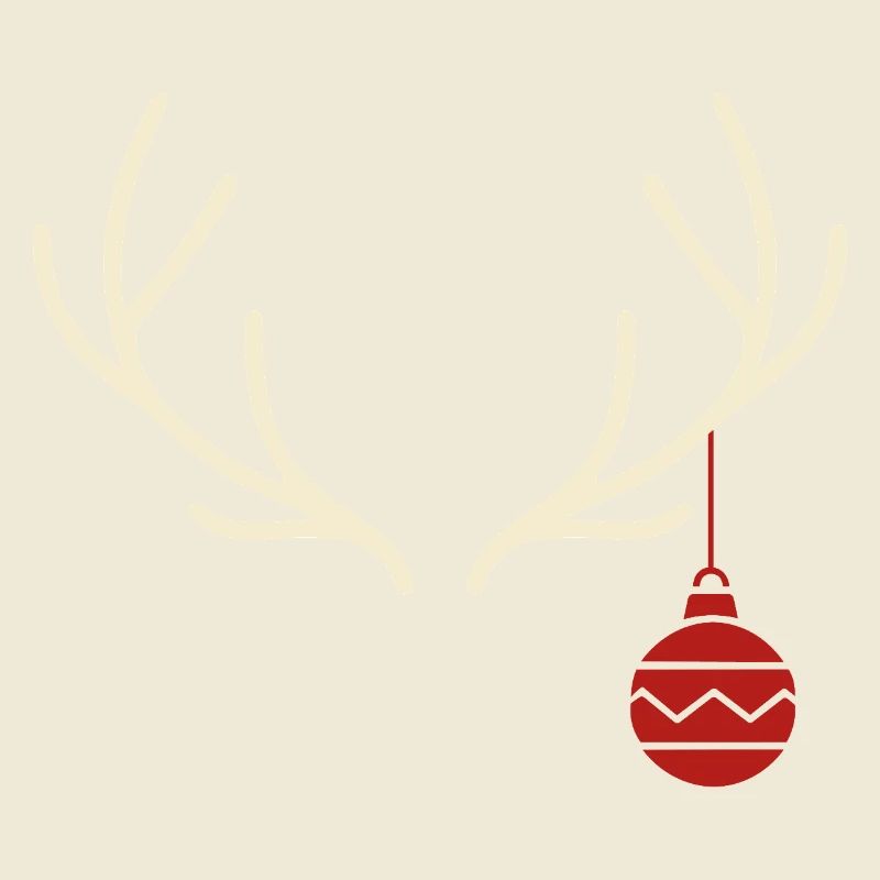 Geweih mit roter Weihnachtskugel – Yule Stil