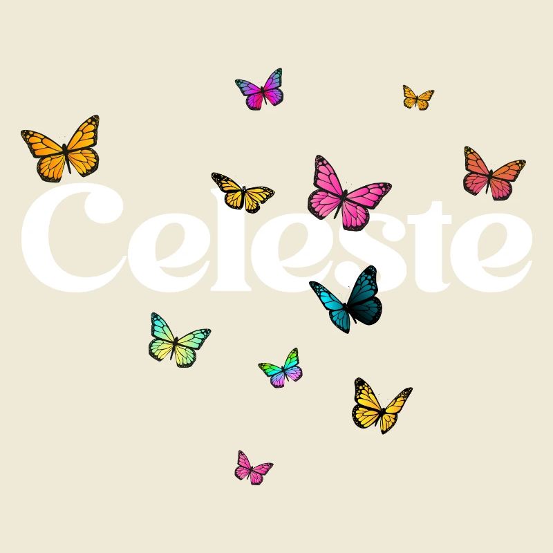 Schöner Mädchenname mit Schmetterlingen CELESTE