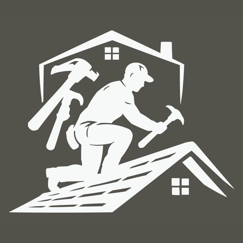Dachdecker Silhouette am Dach