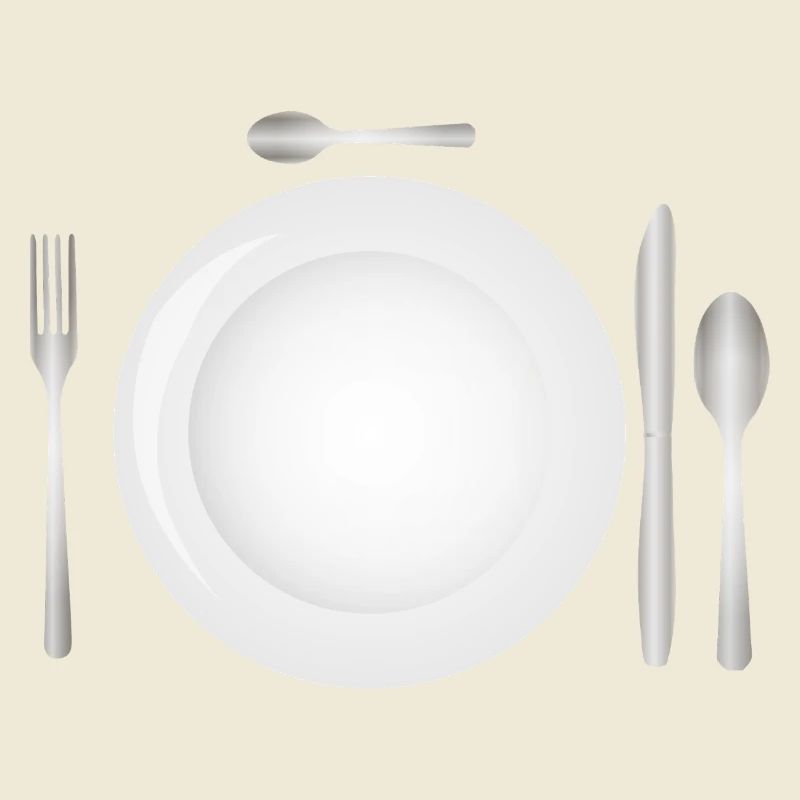 Table setting with empty plate & cutlery