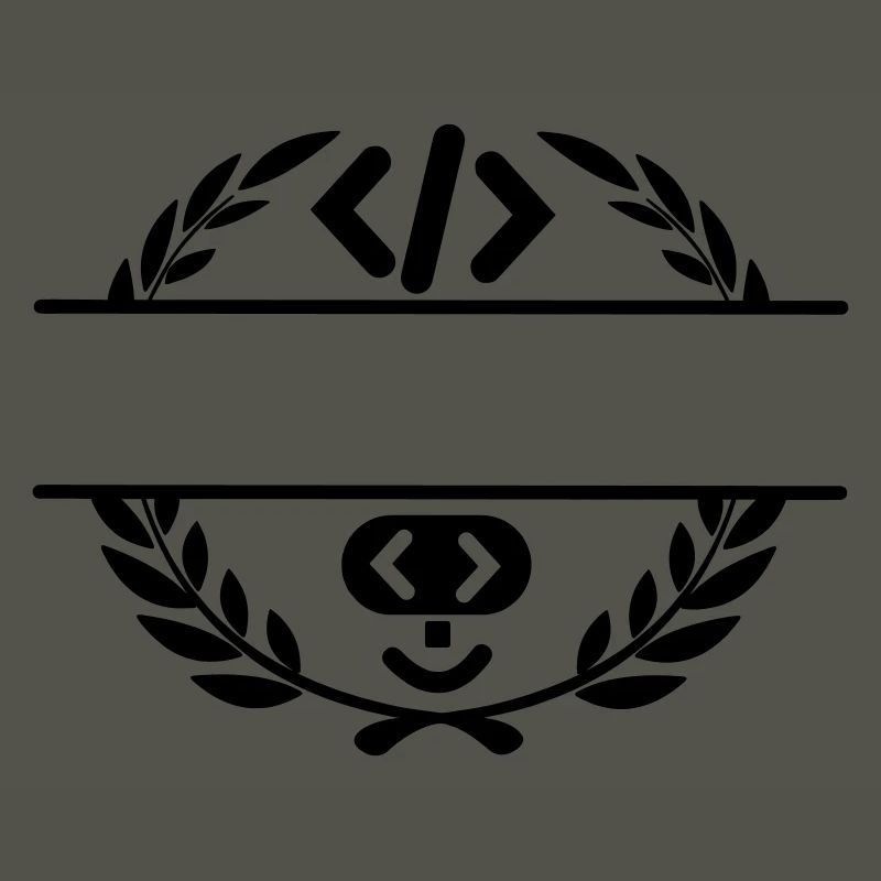 Code logo et code smiley dans une couronne de laurier