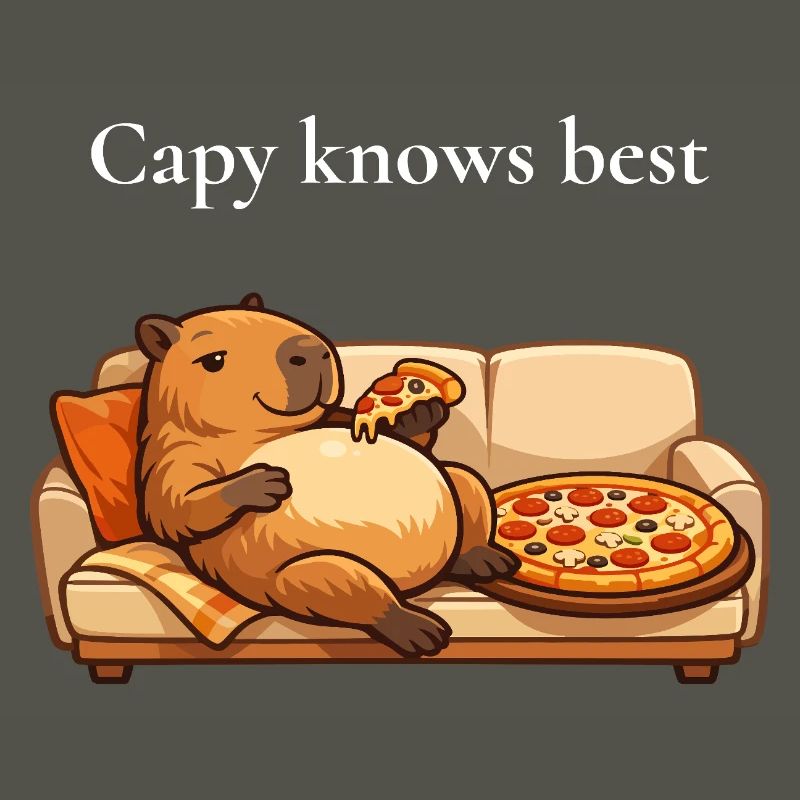 Capybara Mit Pizza Auf Sofa