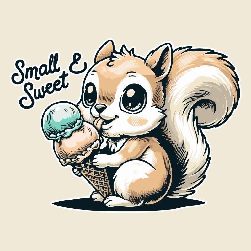 Écureuil de dessin animé mignon avec de la crème glacée