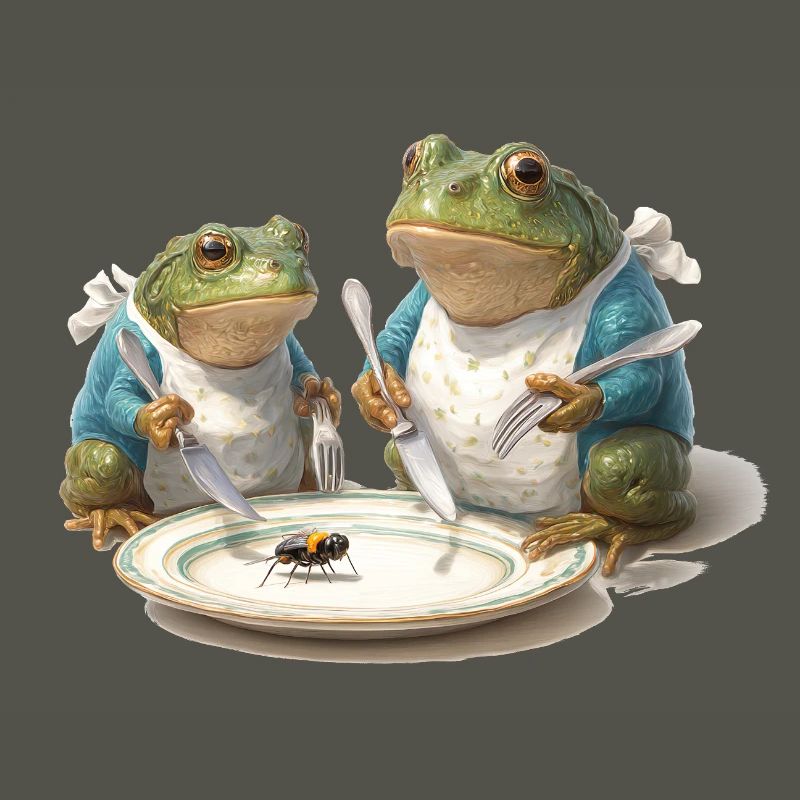 Frosch-Dinner: Fliege am Teller