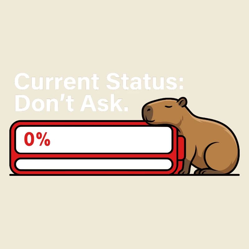 Capybara Tired Battery Empty Humor
