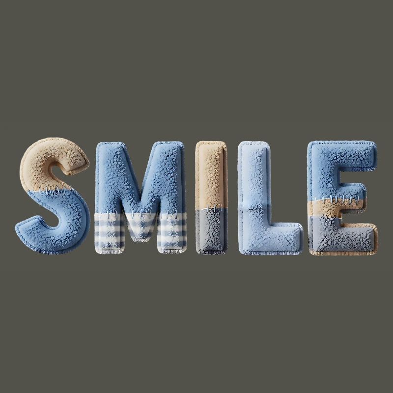 Smile Patchwork Trend Lettering Style Handmade
