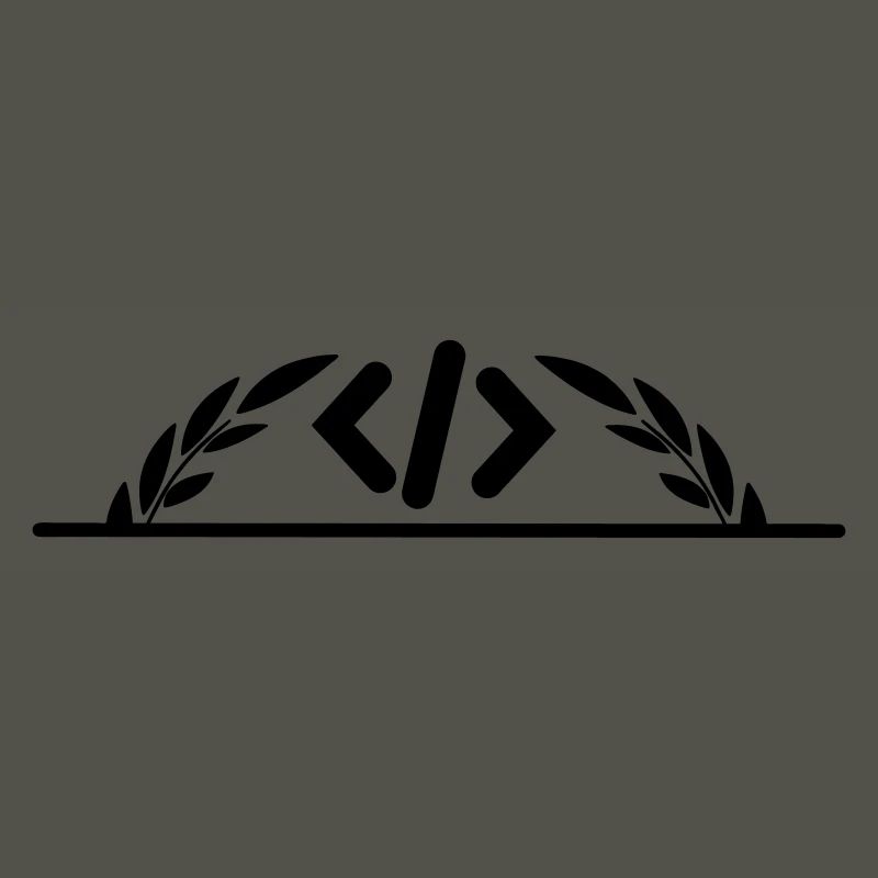 Code logo in half laurel wreath