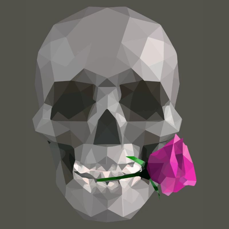 Low Poly Grey Skull – Geometrisch-Romantisch-Gothic