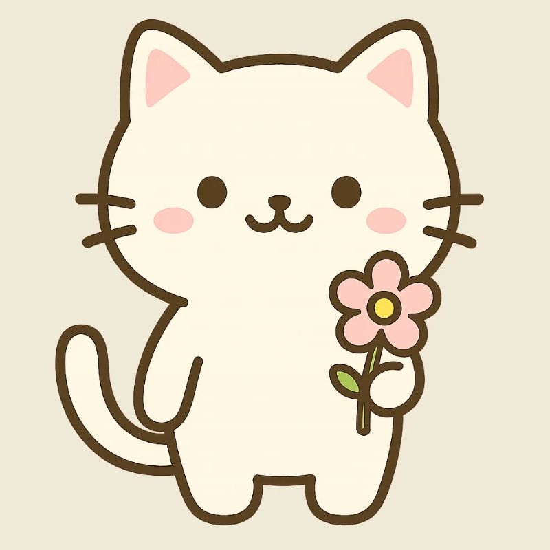 Chat mignon avec fleur