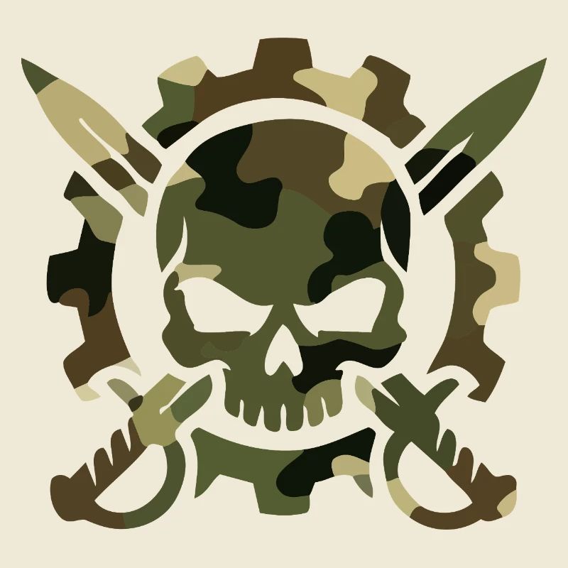 Camouflage Pattern Skull Skull Knife Tacitical Logo