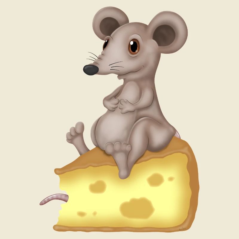 Cute mouse on cheese