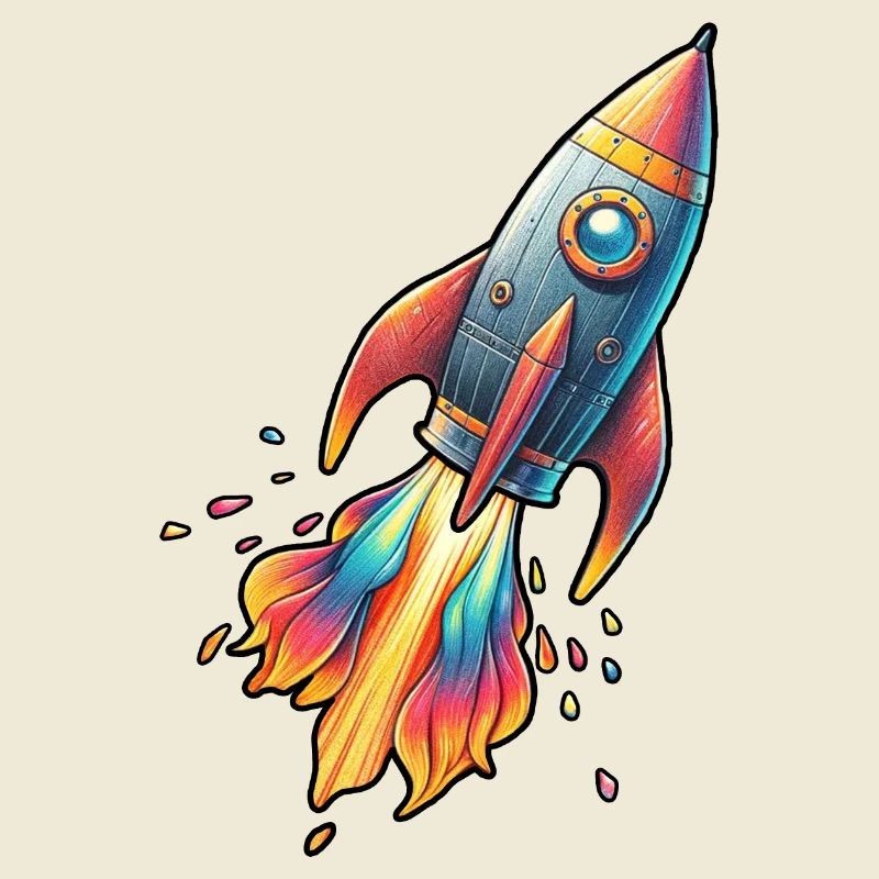 Fusée couleur avec couleurs de feu