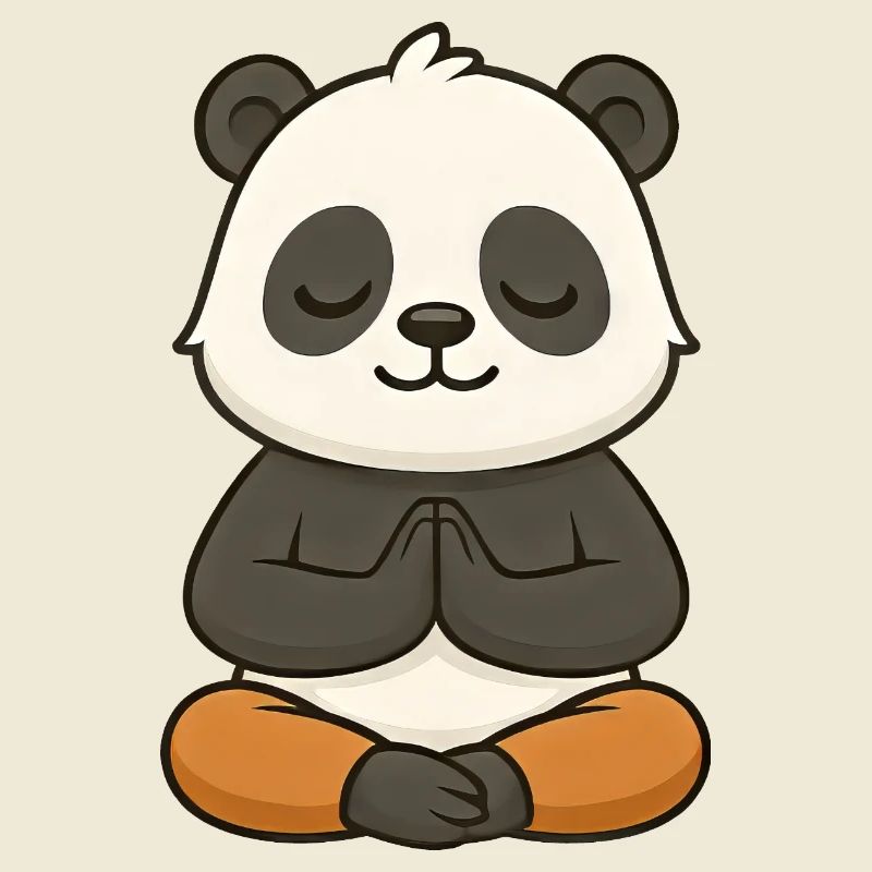 Mignon Panda Yoga Méditation Relaxation Chibi