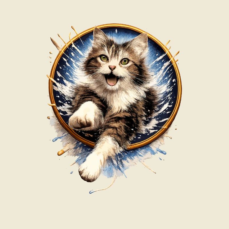 Saut de l’anneau pour chat dans un éclaboussure d’eau