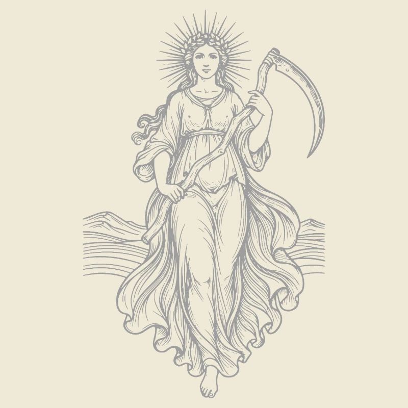 Déesse céleste Moissonneur avec la faux