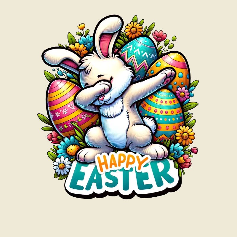 Joyeuses Pâques - Lapin de Pâques mignon avec pose de dab