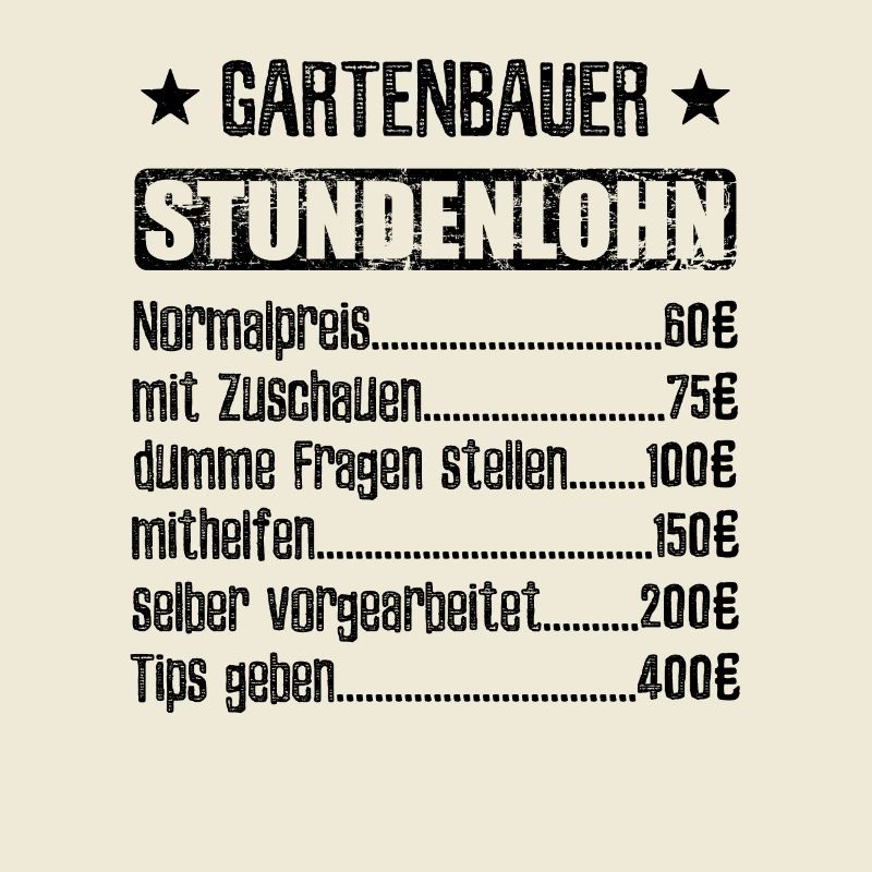 Stundenlohn Gartenbauer Beruf - Spruch