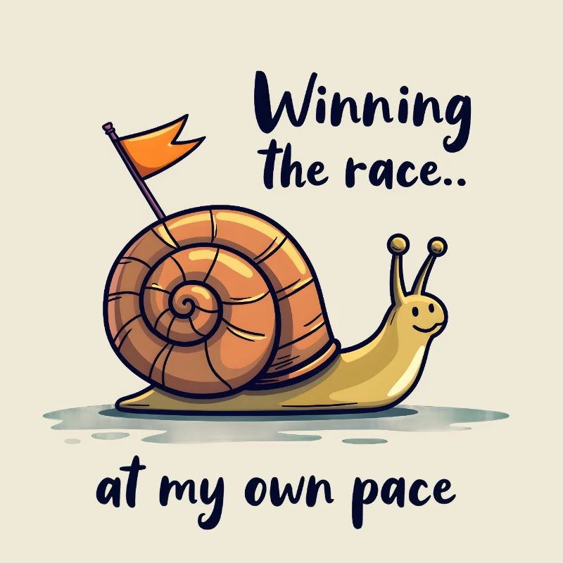Escargot avec drapeau « Gagner la course »