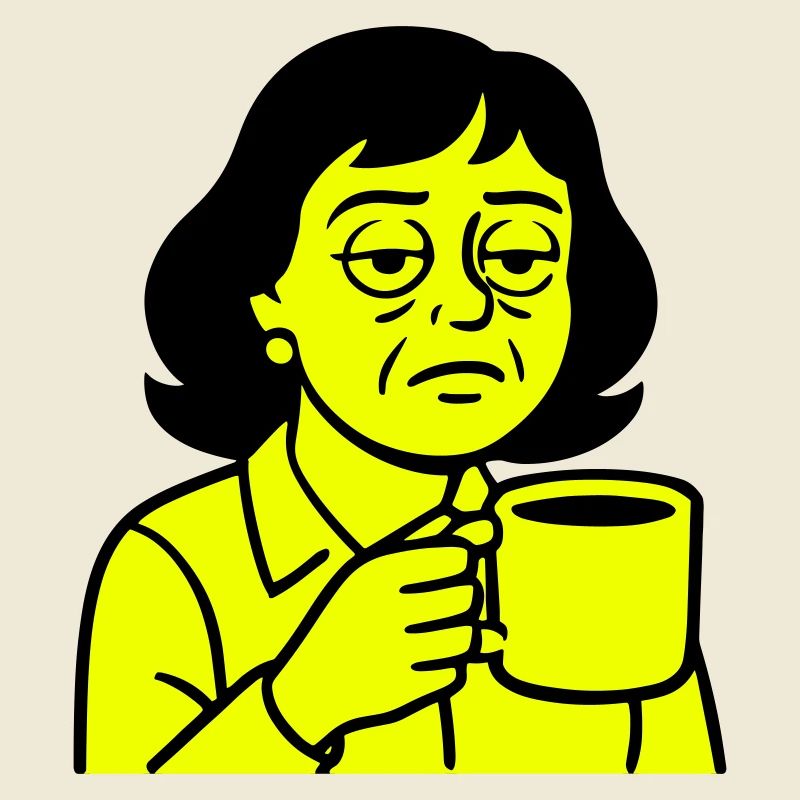 Grumpy coffee lady