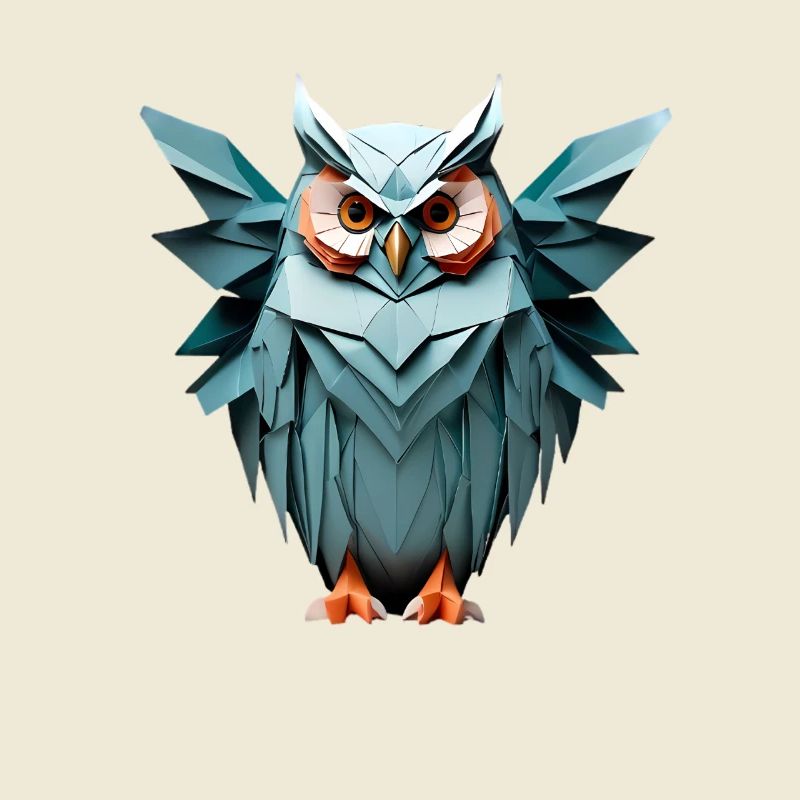 Blau Low-Poly Eule Design