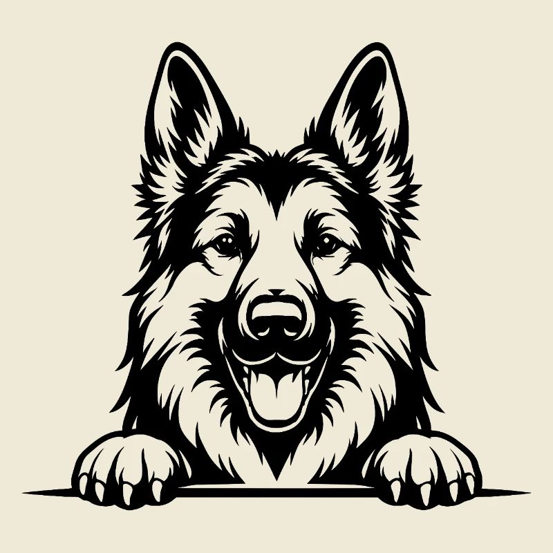 German Shepherd Portrait with Paws