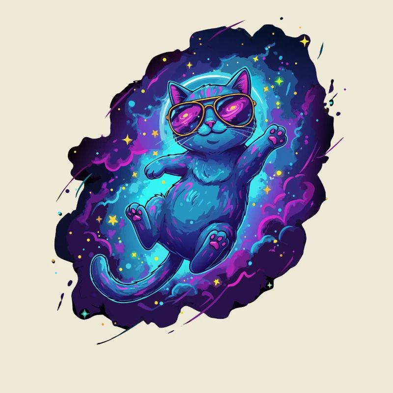 Chat de l’espace cool avec des lunettes de soleil dans l’espace