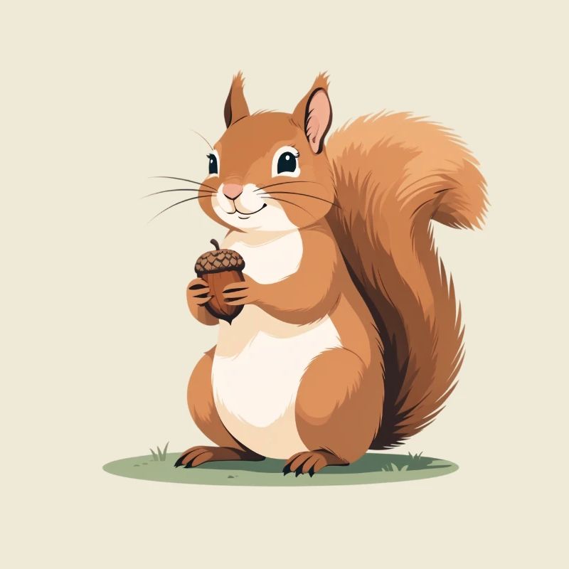 Eichhörnchen mit Eichel Karikatur