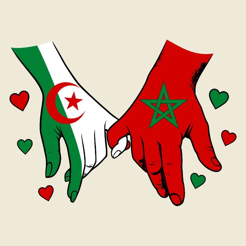 Algérie-Maroc Drapeau main dans la main