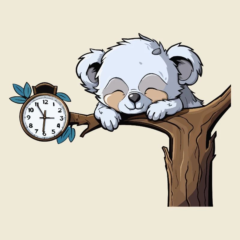 Sleeping koala on the clock branch