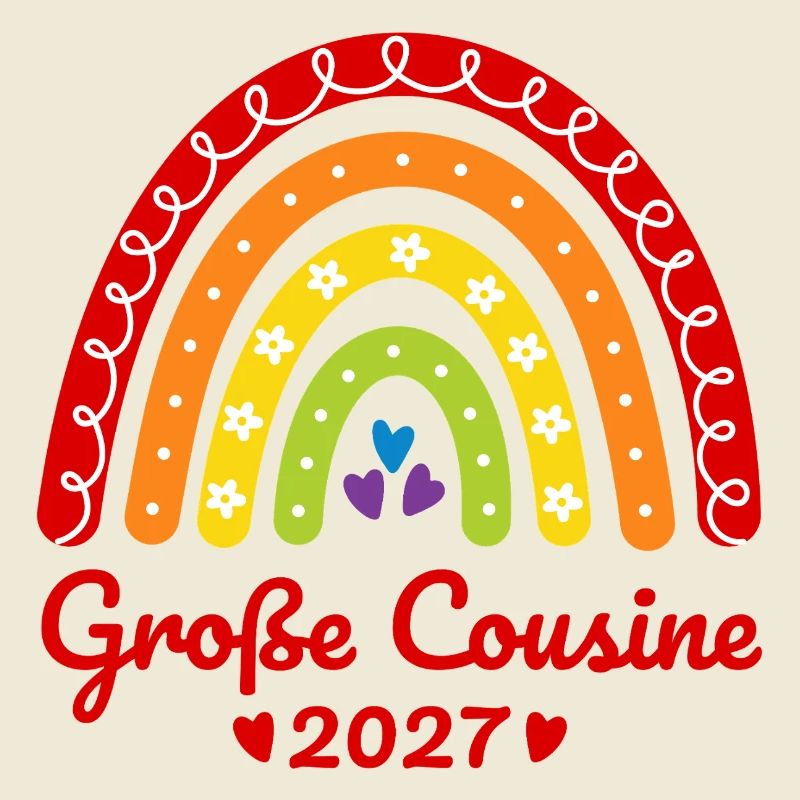 Große Cousine 2027 Boho Regenbogen bunt