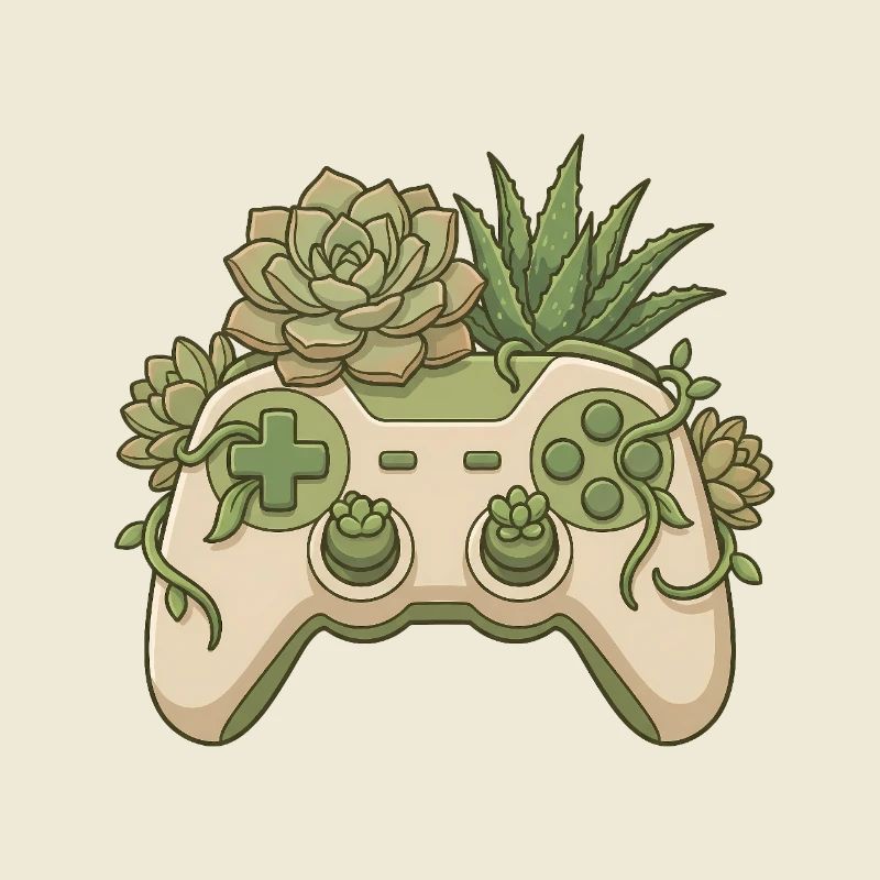 Succulent Controller - Cute Gaming Sticker