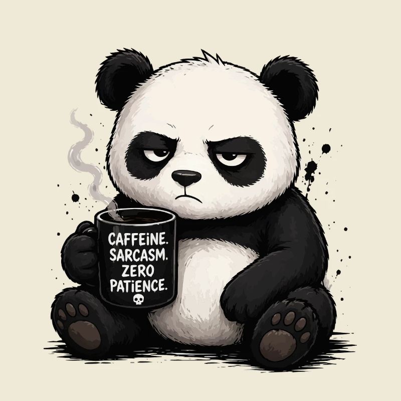Kaffeepanda mit Sarkasmus
