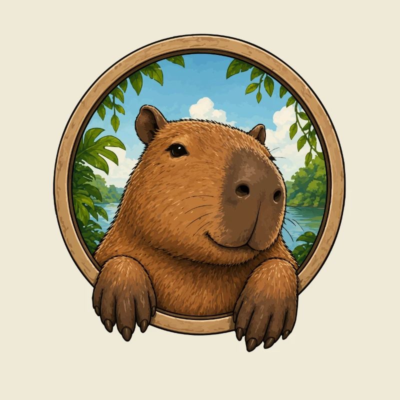 Cuddly capybara in frame