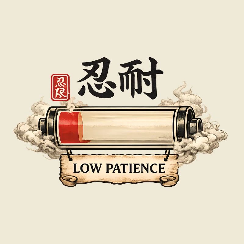 Low Patience – Empty Battery Humor Ukiyo-e Design
