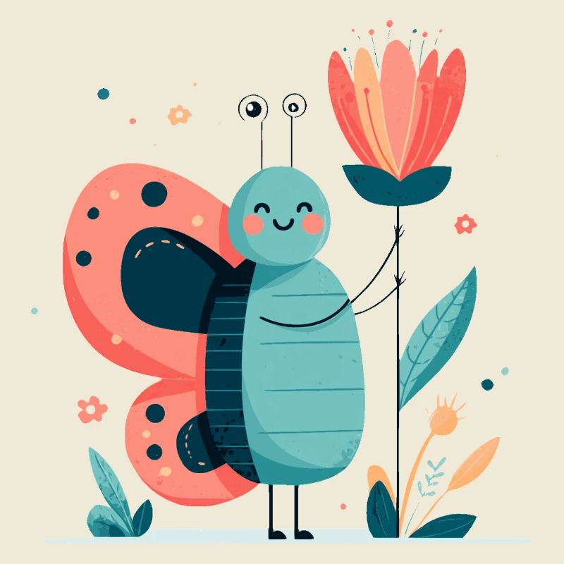 Un papillon mignon avec une fleur