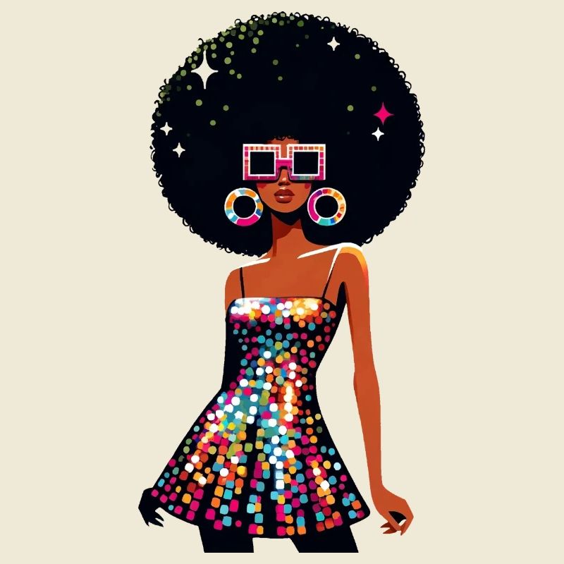 Disco Afro Glam Sequins Design