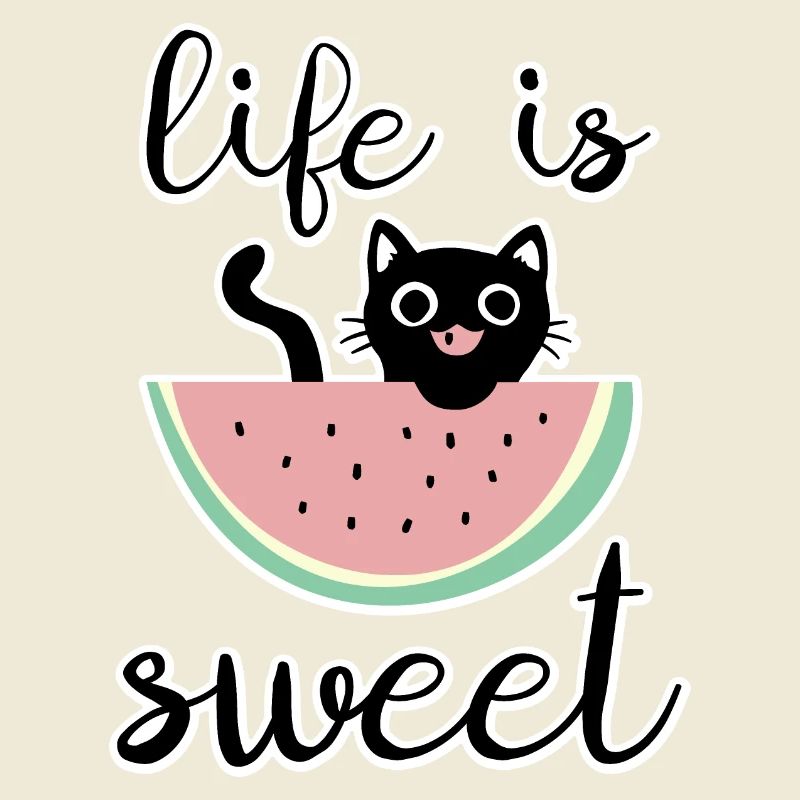 La vie est douce chat avec pastèque