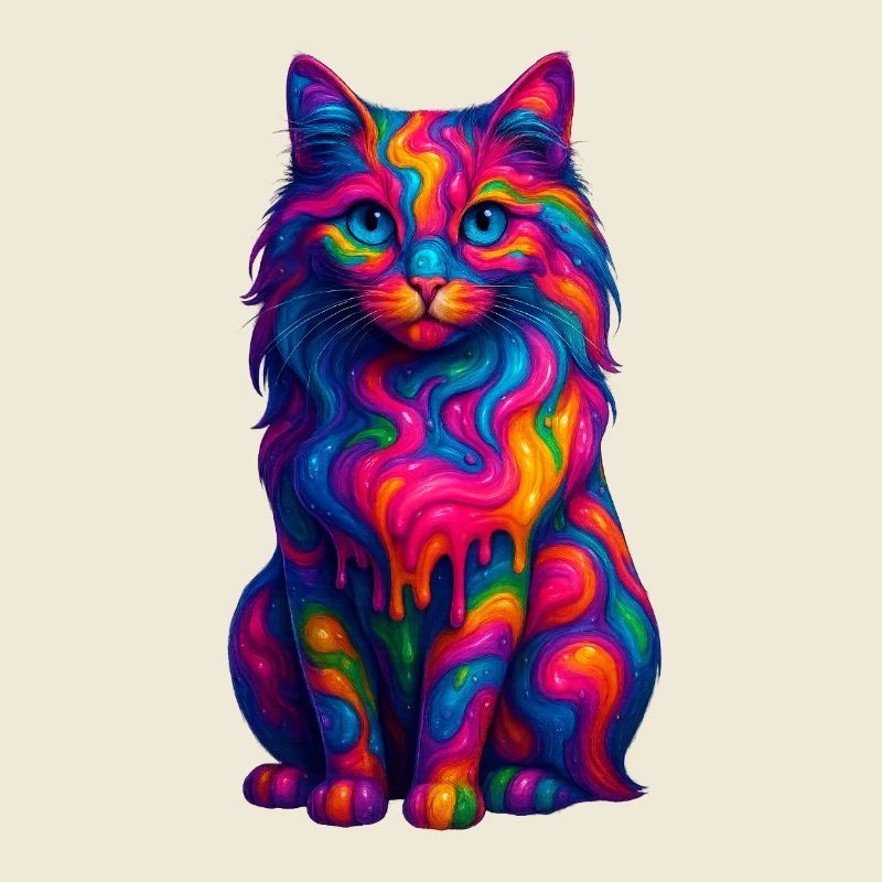 Chat arc en ciel Psychédélique