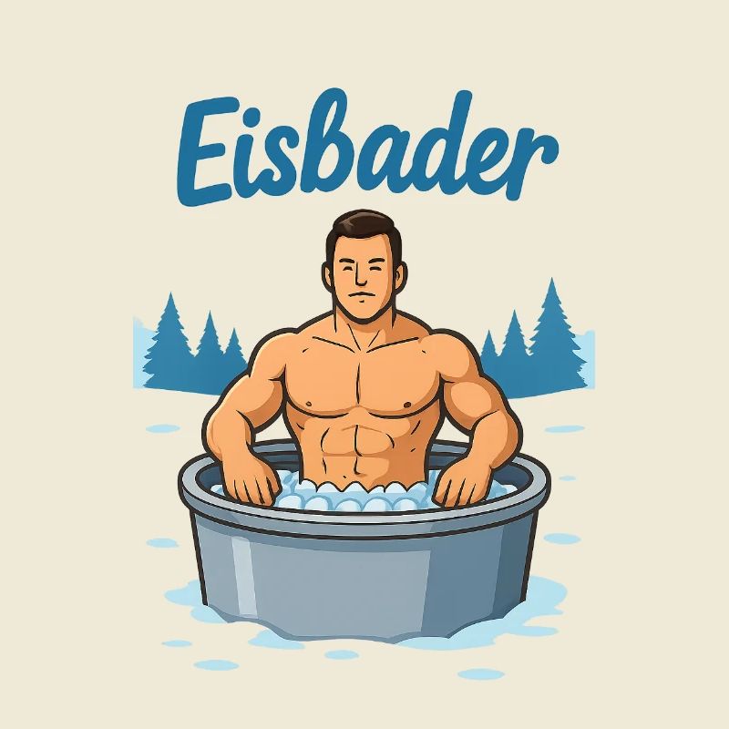 Un homme musclé dans un bain de glace