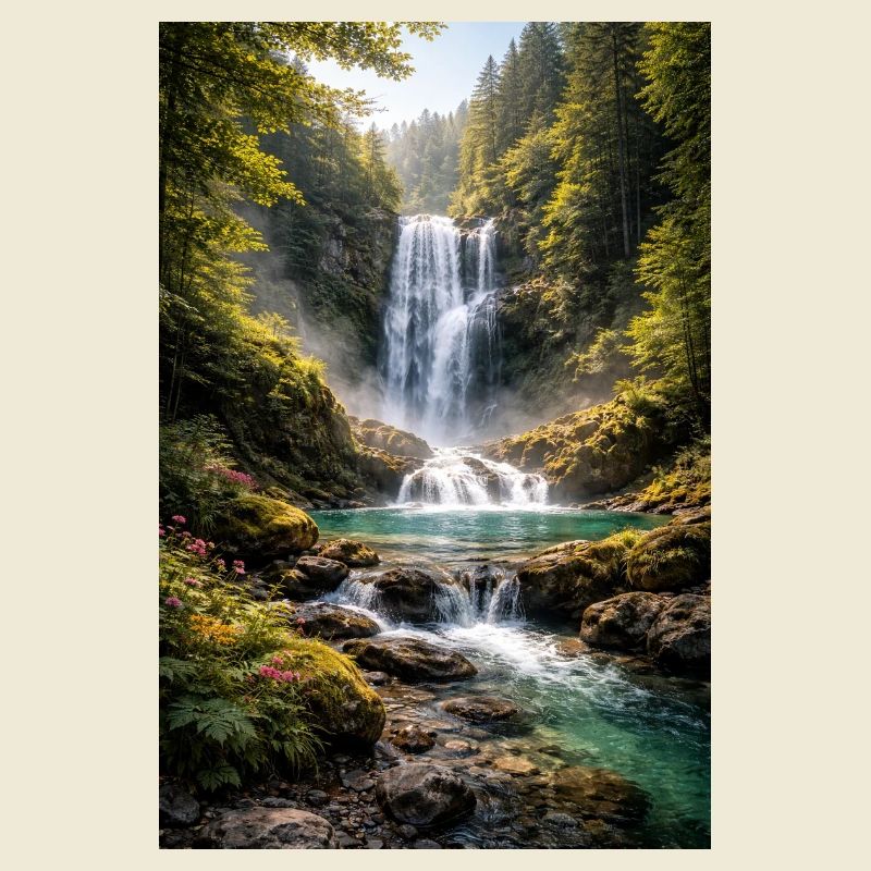Greenery by the waterfall
