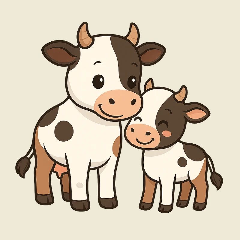 Kuhmutter kuschelt mit ihrem Kalb