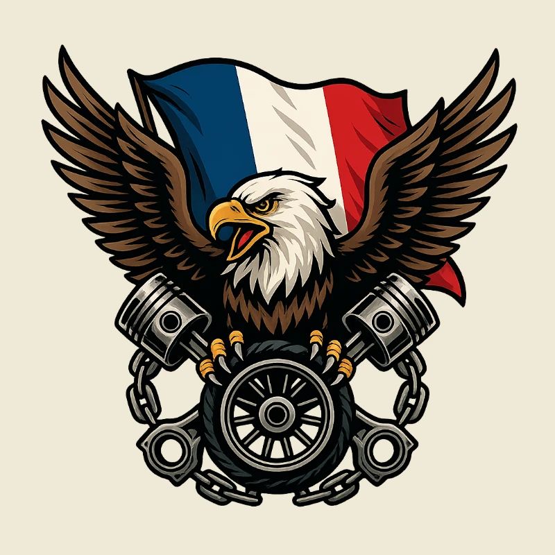 French Eagle with Flag
