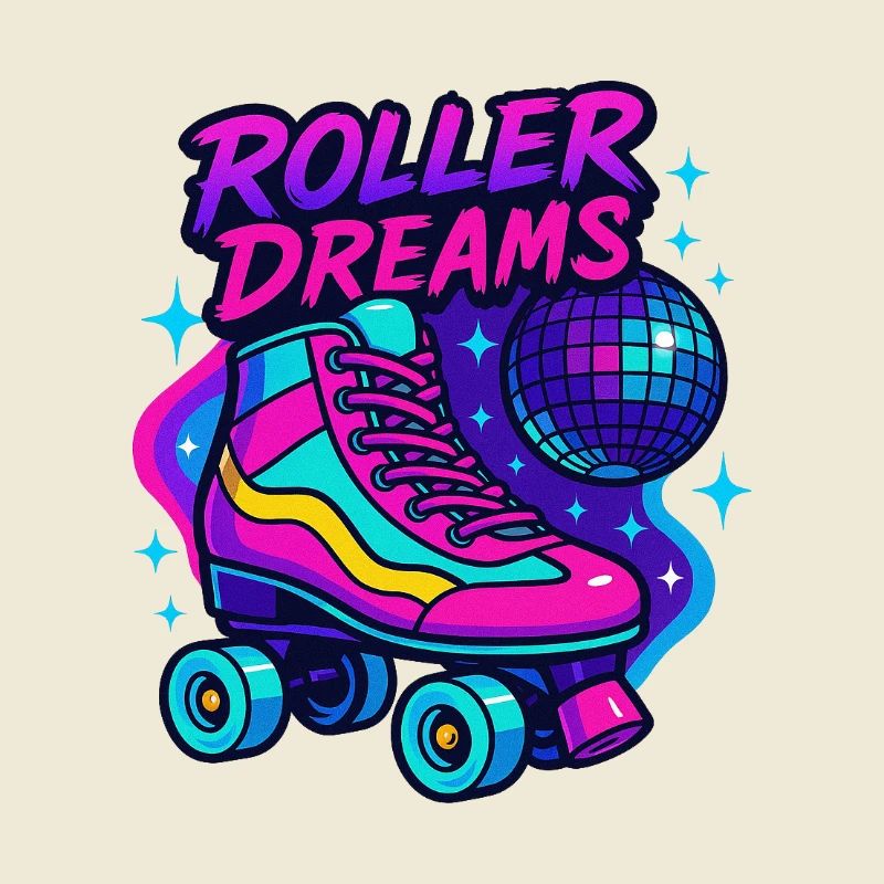 Neon Roller Skates Disco Design