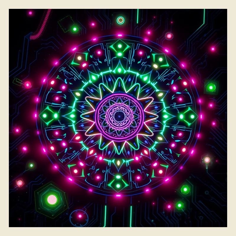 Neon Mandala Cyber Galaxy Pattern