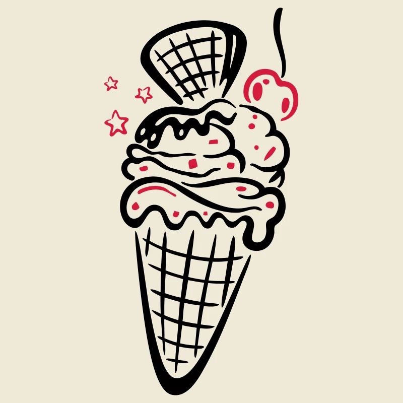 Eis, Eiswaffel mit Kirsche
