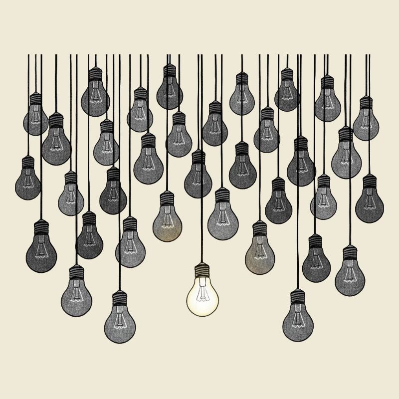Grey bulb array with unique brightness
