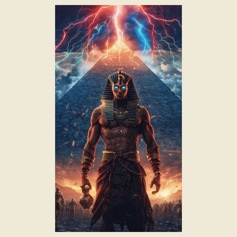 Pharaon du Tonnerre devant la pyramide